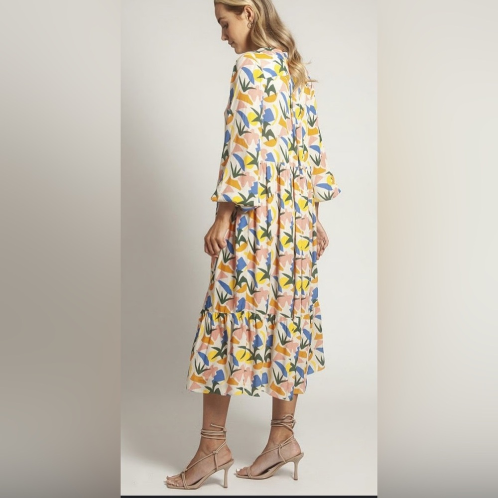 FRESHA LONDON Anthropologie Abbott Verano Spring Abstract Print Maxi Dress